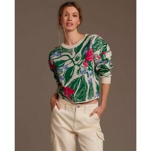 Maeve by Anthropologie Cropped Crewneck Floral Retails $118
